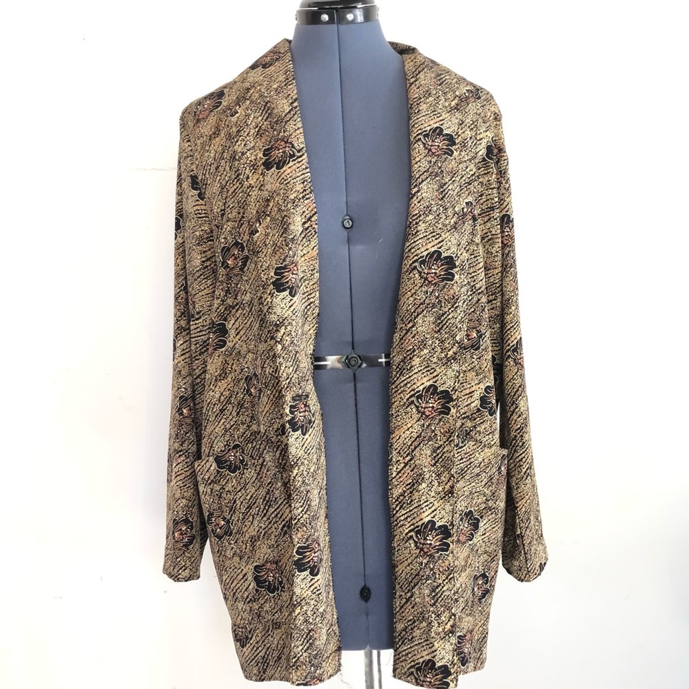 Vintage Silky Spring Patterned Blazer Oversized L… - image 4
